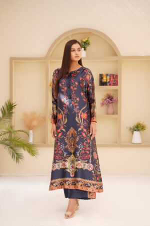 Luxury Midnight Bloom Printed Silk Dress